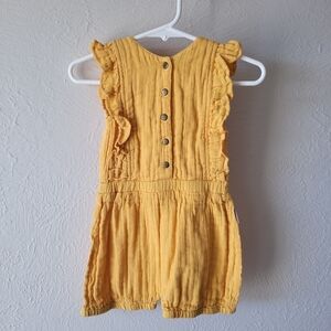 L'ovedbaby Organic Muslin Ruffle Bodysuit Romper in Saffron, 18-24m